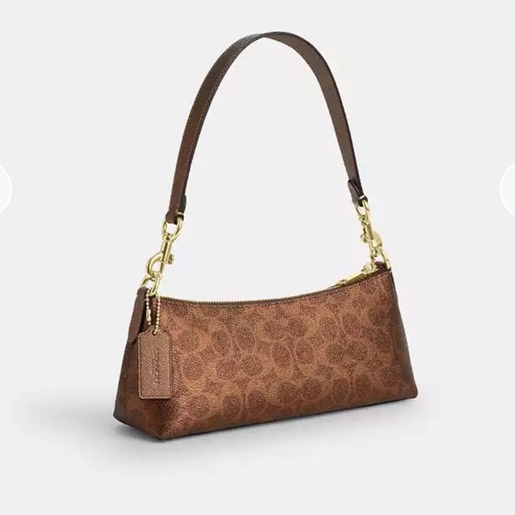 👜 Coach Charlotte Shoulder Bag Signature Canvas Copper NWT - Picture 5 of 15